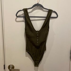 Free people army green bodysuit
